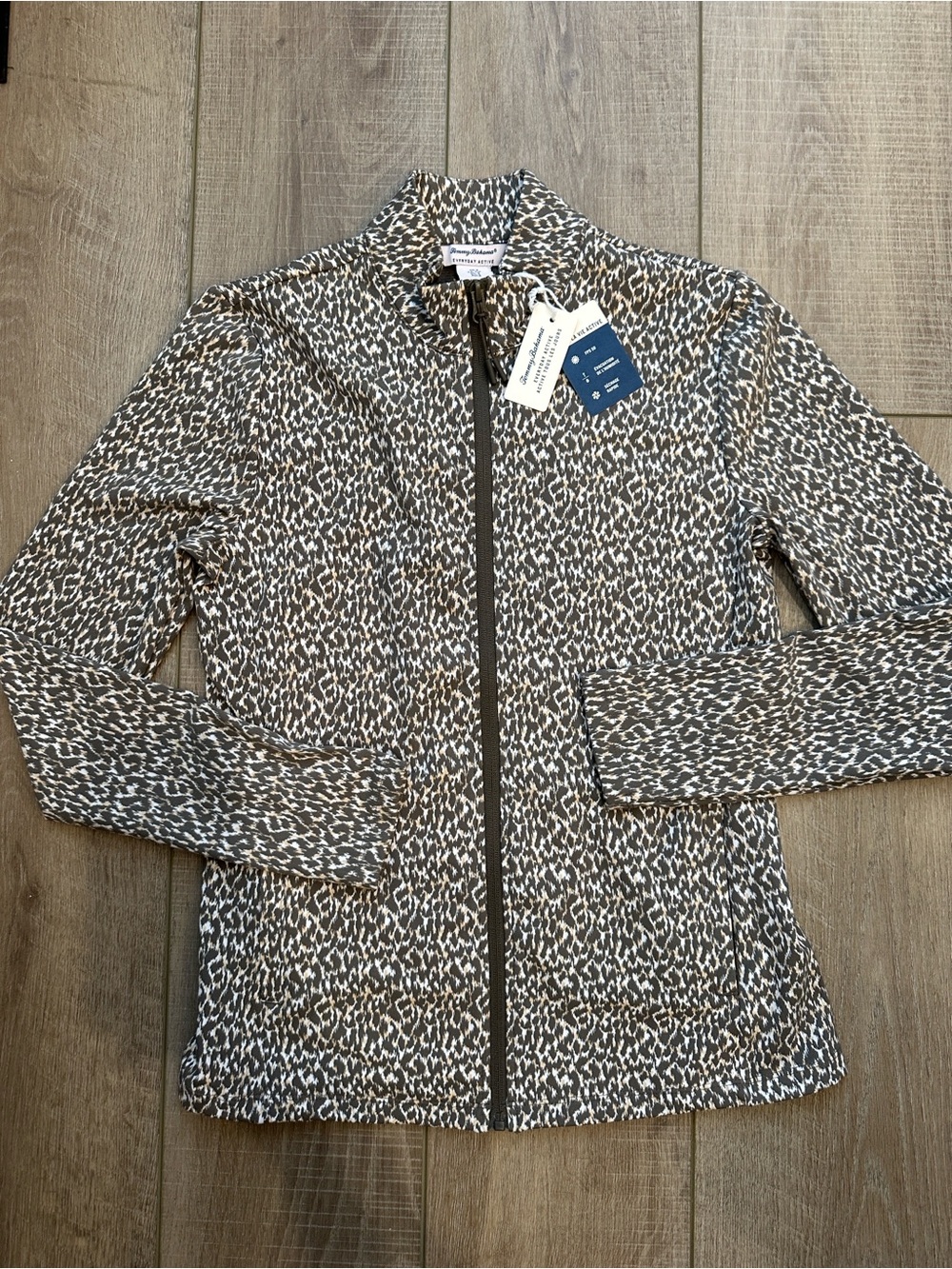 Tommy Bahama Brown and White Printed Zip Utility Jacket